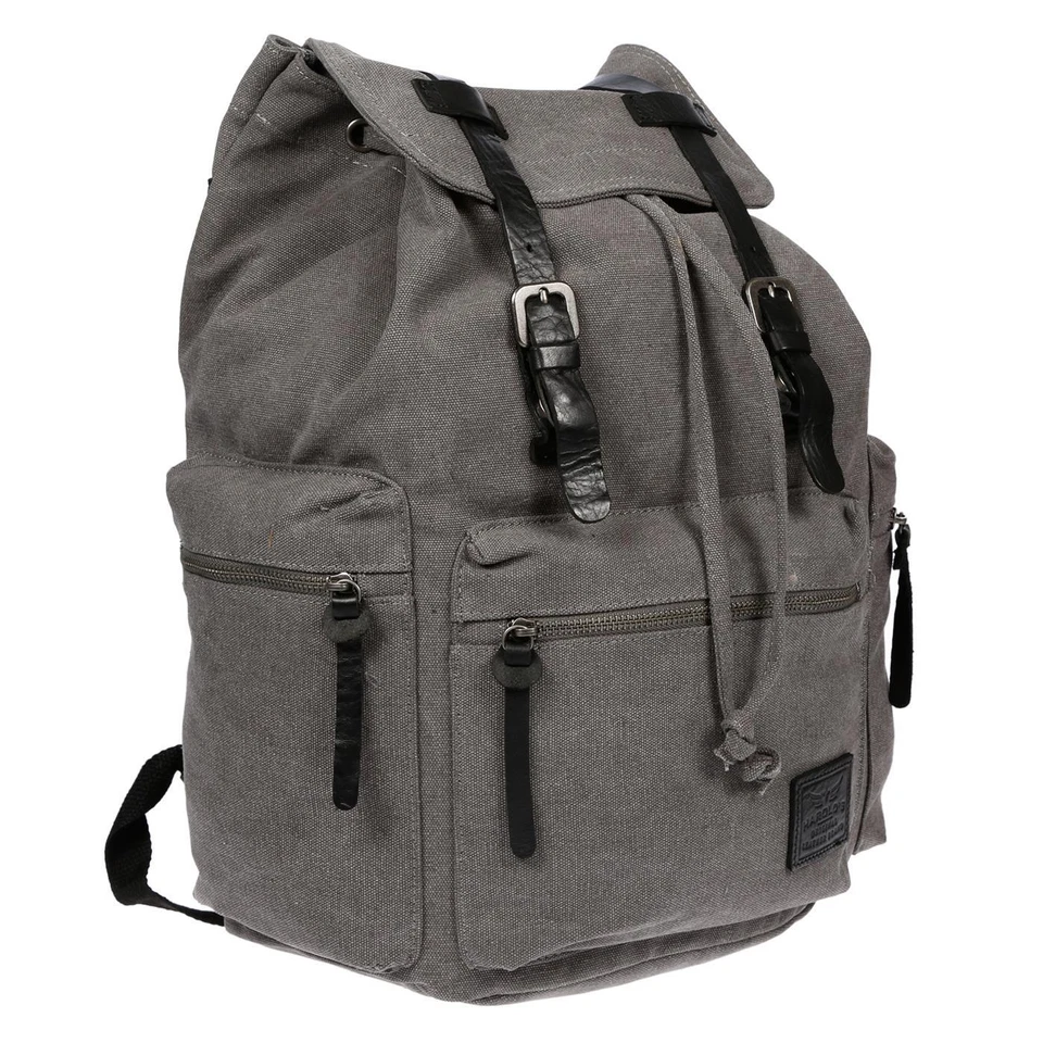 Tasche Outdoor Rucksack Canvas echt Leder Damen Schule Reisen Freizeit Herren - Bild 2 von 4