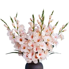 Pack of 10 - Artificial Gladiolus Silk Orchids Flower Stems Fake Dendrobium F...