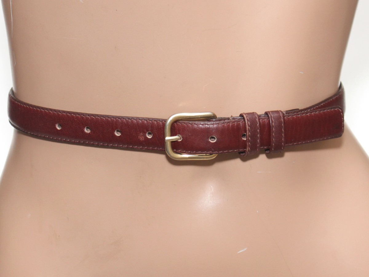 Brown Leather Belt with Gold Buckle Sz L Classic Leather Belt with Gold Horseshoe Buckle | Malvern  main image 2