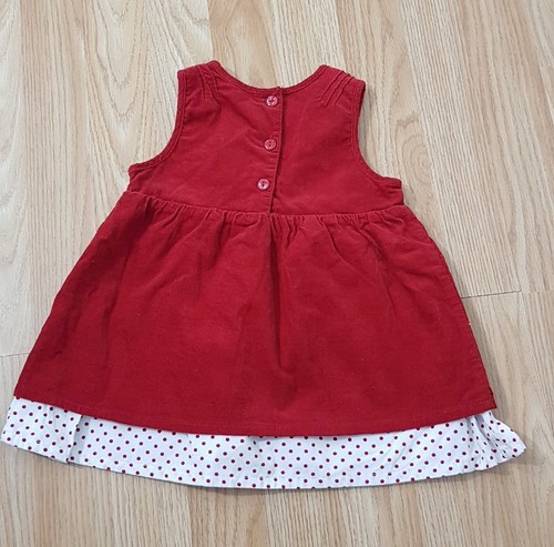 MINNIE MOUSE DISNEY H&M RED WHITE SPOTS POLKA DOTS CORDUROY DRESS AGE 4-6 M - Picture 2 of 3