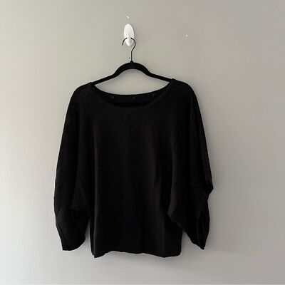 Anne Fontaine Black Wide Sleeve Lorel Sweater Perforated Knit