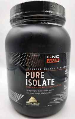 GNC AMP Pure Isolate Whey Protein Vanilla Custard 28 Servings Exp 12/25