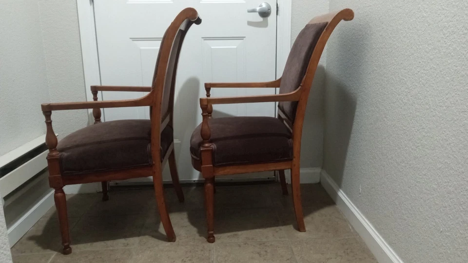 Pair of C. 1800 French Directoire Fauteuil Armchairs Birch w/ Maple - Image 4 of 4