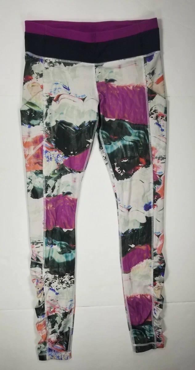 Lululemon SZ 6 Leggings Side Pockets Ruched Floral Multicolor Full Length  Womens