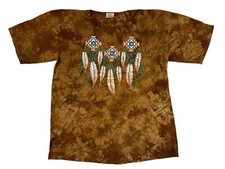 Vintage Lynee Apparel Native American Feather Tie Dye Shirt Women Large USA Made