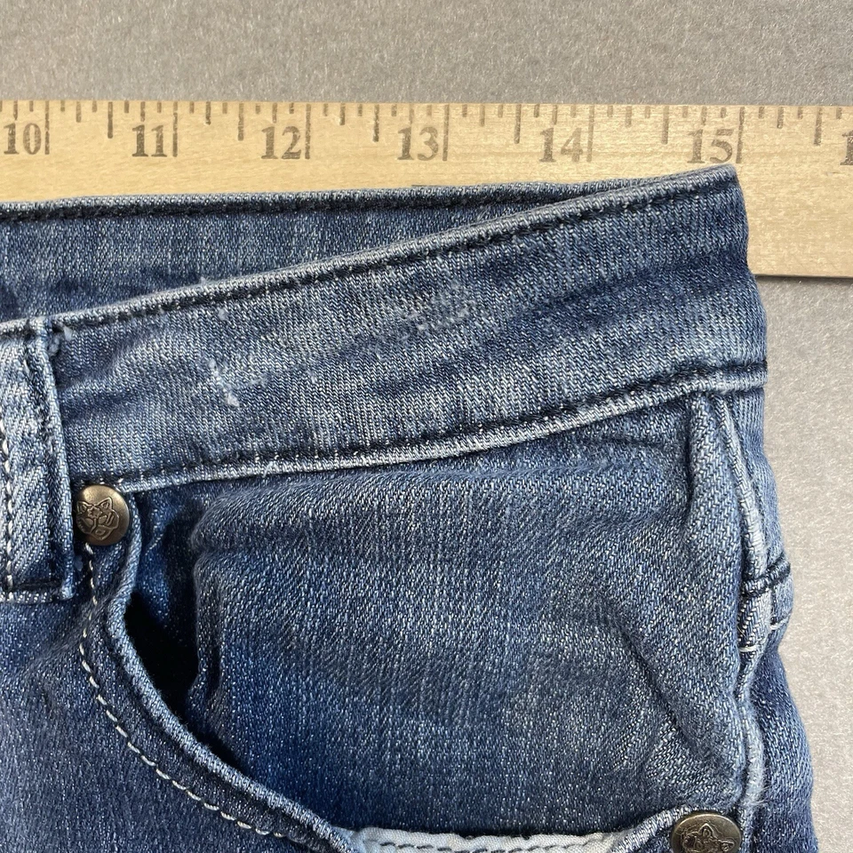 Machine Torn Distressd  Jeans Womens Sz 5/28 Stretch Emo Skinny Straight Leg - Image 3 of 4