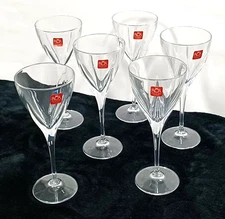 RCR Royal Crystal Rock Fusion Stem 8.25oz Wine Glasses Goblets Italy Set of 6