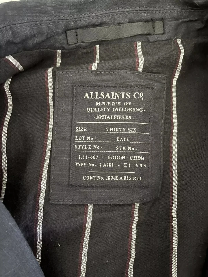 Blazer All Saints Spitalfields para hombre talla 36 regular gris carbón Foto 3 de 3