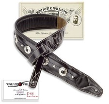 Walker & Williams C-44 Double Padded Premium Black Leather Strap w/Conchos 3.5" 