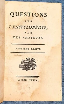 1772 Questions Sur L'Encyclopedie Par Des Amateurs Antik Buch Sammler - Bild 1 von 4