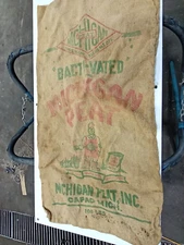 vintage 100# BURLAP BAG SACK:  Michigan PEAT MOSS Capac, Michigan