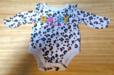 Garanimals Baby Girl 0-3 Months Cotton Blend Multicolor Happy as Can Be Bodysuit