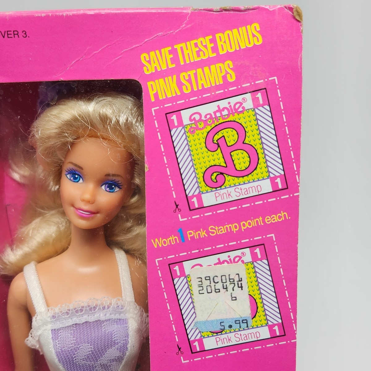 VINTAGE 1990 MATTEL FASHION PLAY BLONDE BARBIE DOLL STAMPS # 9629