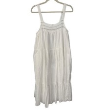 Universal Thread Sleeveless Crochet Trim Tiered Dress Womens L White Boho Hippie