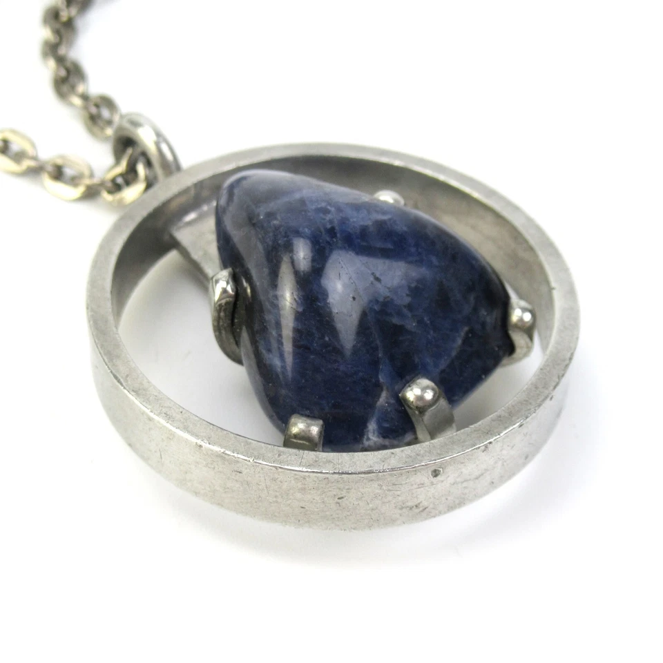 Jorgen Jensen Designer Zinn Collier Sodalith Denmark Vintage Pewter Necklace - Bild 4 von 4