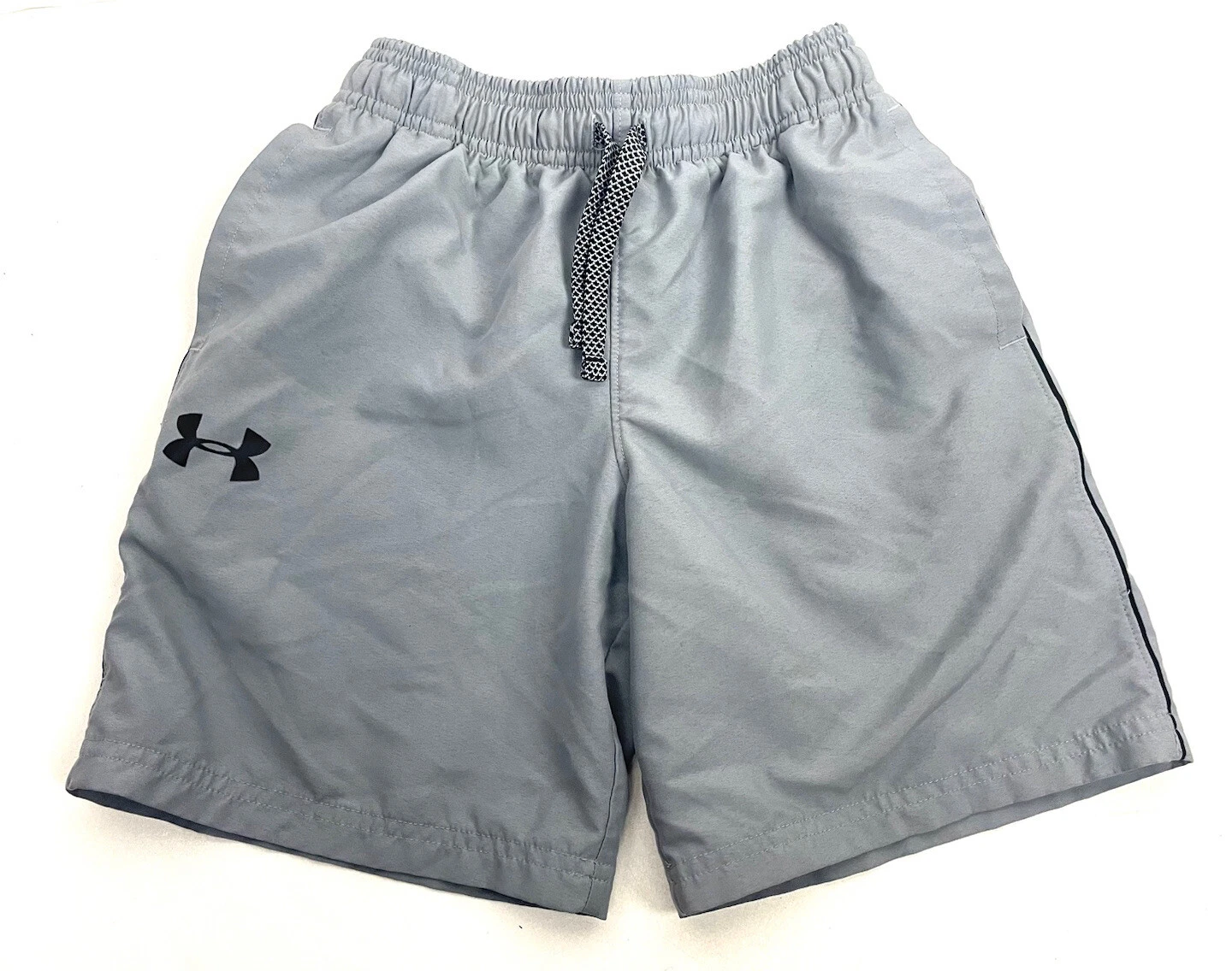 MESHKI Pantaloncini con logo Under Armour Ragazzi Heat Gear Grigi Cordino Rete Scissa Taglia YSM JP CH