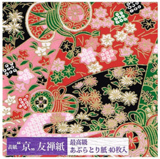 Aburatori-gami Oil Blotting Paper 40sheets Kyoto Yuzen Flower Drum Pink Japan