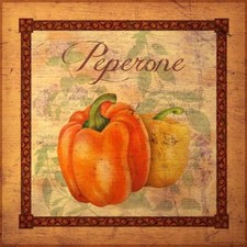 Ceramic Backsplash Tile Mural Fruit Kitchen/Bathroom - Tuscan Peppers Distressed