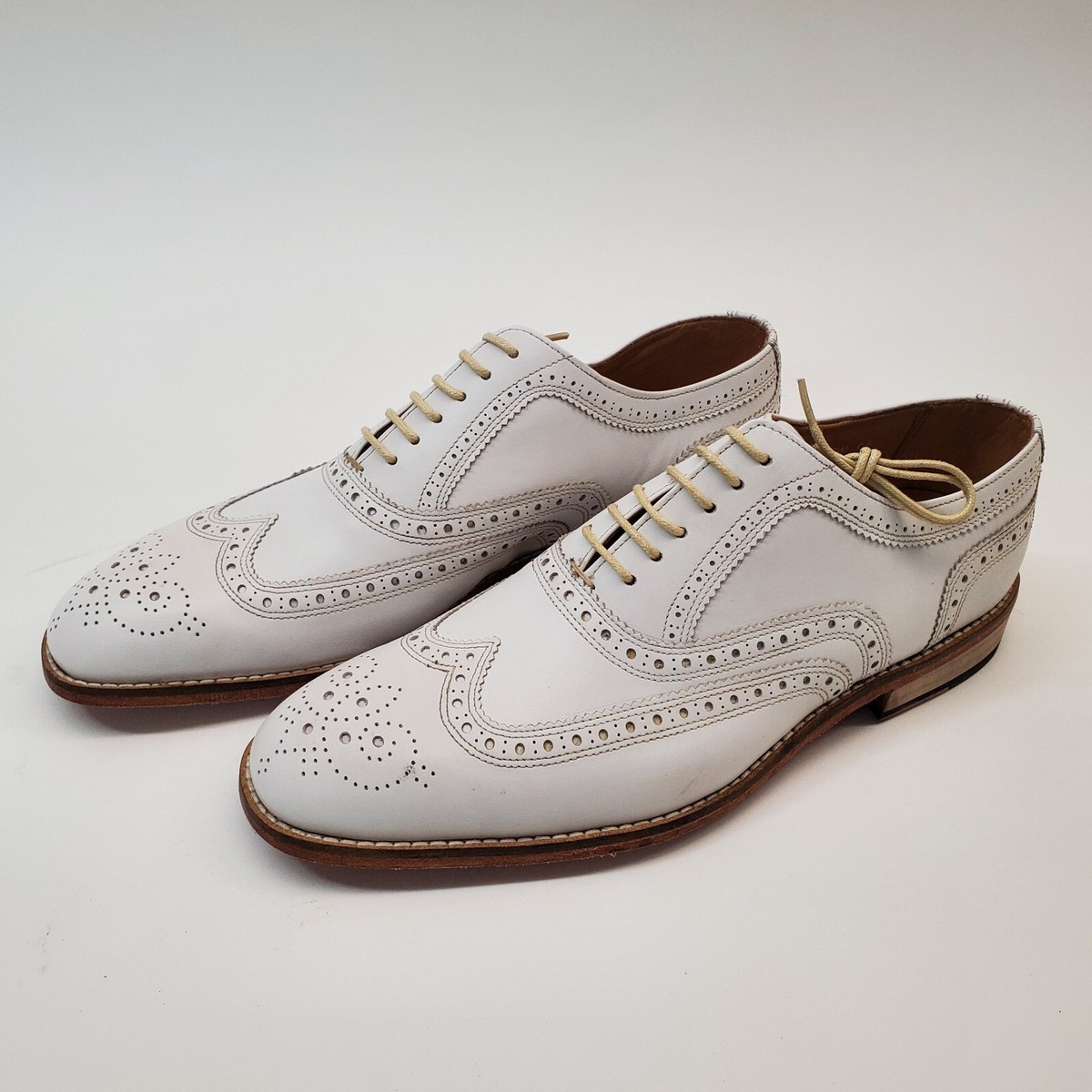 NEW 3DM Lifestyle Wingtip Oxford Classic White Handcrafted Leather Shoes  ARG 10