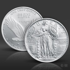 1 oz Standing Liberty Silver Round .999 fine Silver Bullion 1 Troy Ounce 88.89 per troy oz