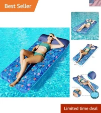 Inflatable 72" x 37" Pool Lounge with Headrest - Heavy Duty & Travel Friendly!