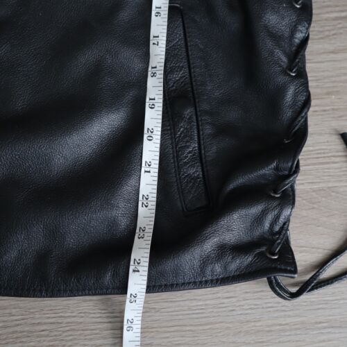 Vintage Harley Davidson Leather Motorcycle Vest Black Lone Wolf No Club Large L - Picture 8 of 10