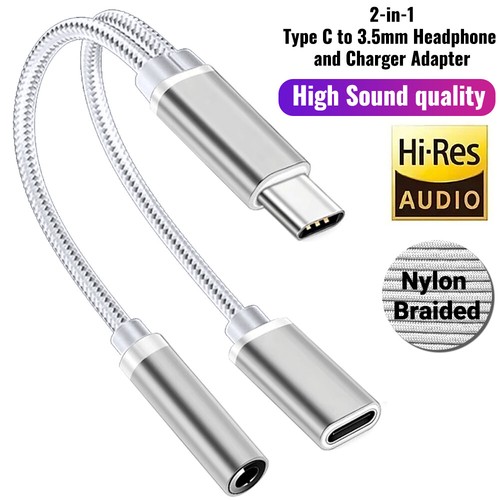 2 in 1 Type-C USB C to 3.5mm AUX Audio Headphone Jack Adapter Charger Cable New - Picture 12 of 12