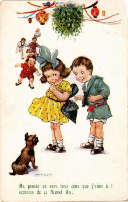 Old postcard AK My thought goes to all those I love Dogs (729410)