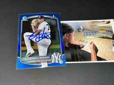 Carlos LaGrange Yankees Signed 2025 1st Bowman Blue Refractor