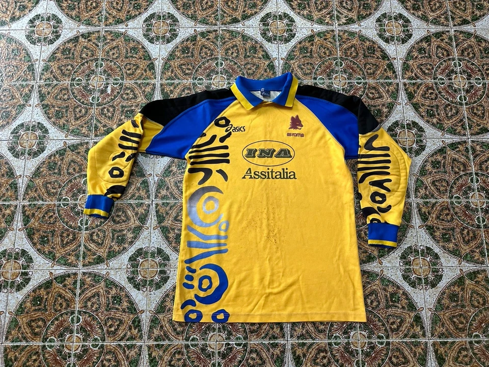 MAGLIA RARISSIMA VINTAGE AS ROMA ASICS INA ASSITALIA Match Worn Num #12 PORTIERE - Immagine 2 di 4