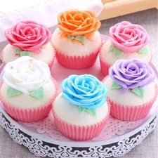 Skyseen 6 PCS Realistic Artificial Rose Cupcake Model 7.5*8cm, Multi Color