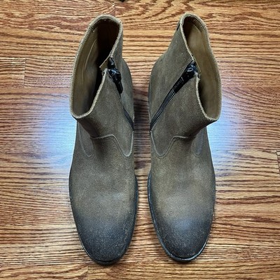 Doucal's Hand Made Suede Brown Leather Zip Zipper Ankle Boots 44