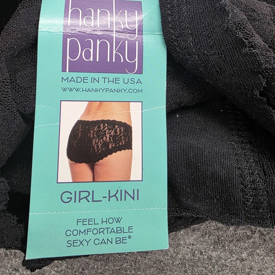 Hanky Panky Girl-Kini Womens Large Black Lace Underwear Panties Comfortable USA - Image 2 of 4