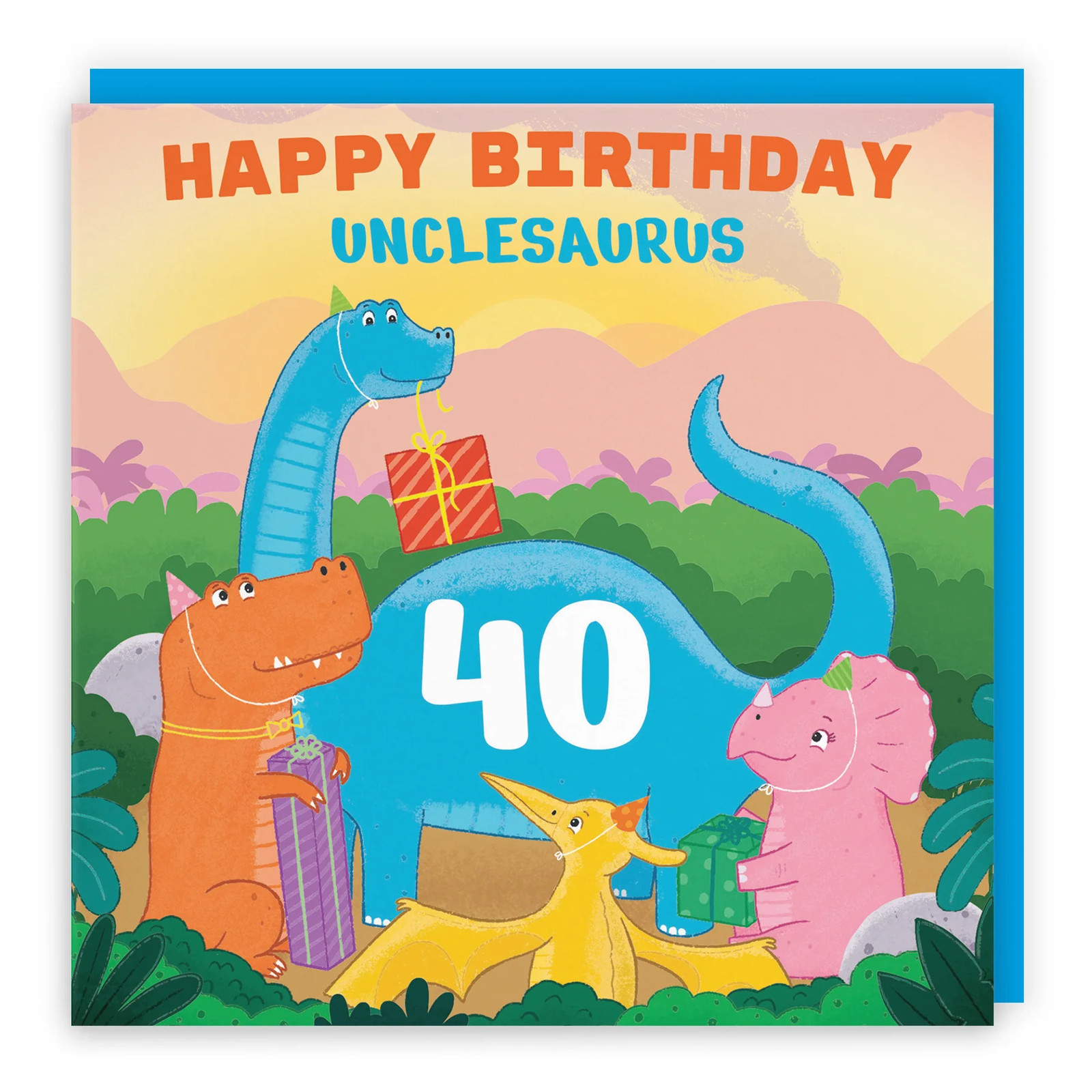 40th Uncle Dinosaur Party Birthday Card Imagination