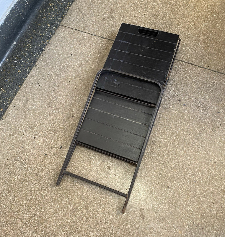 Foldable 2-Tier Free Standing Shoe Rack, Black Metal & Wood, 31x11.5x22 in