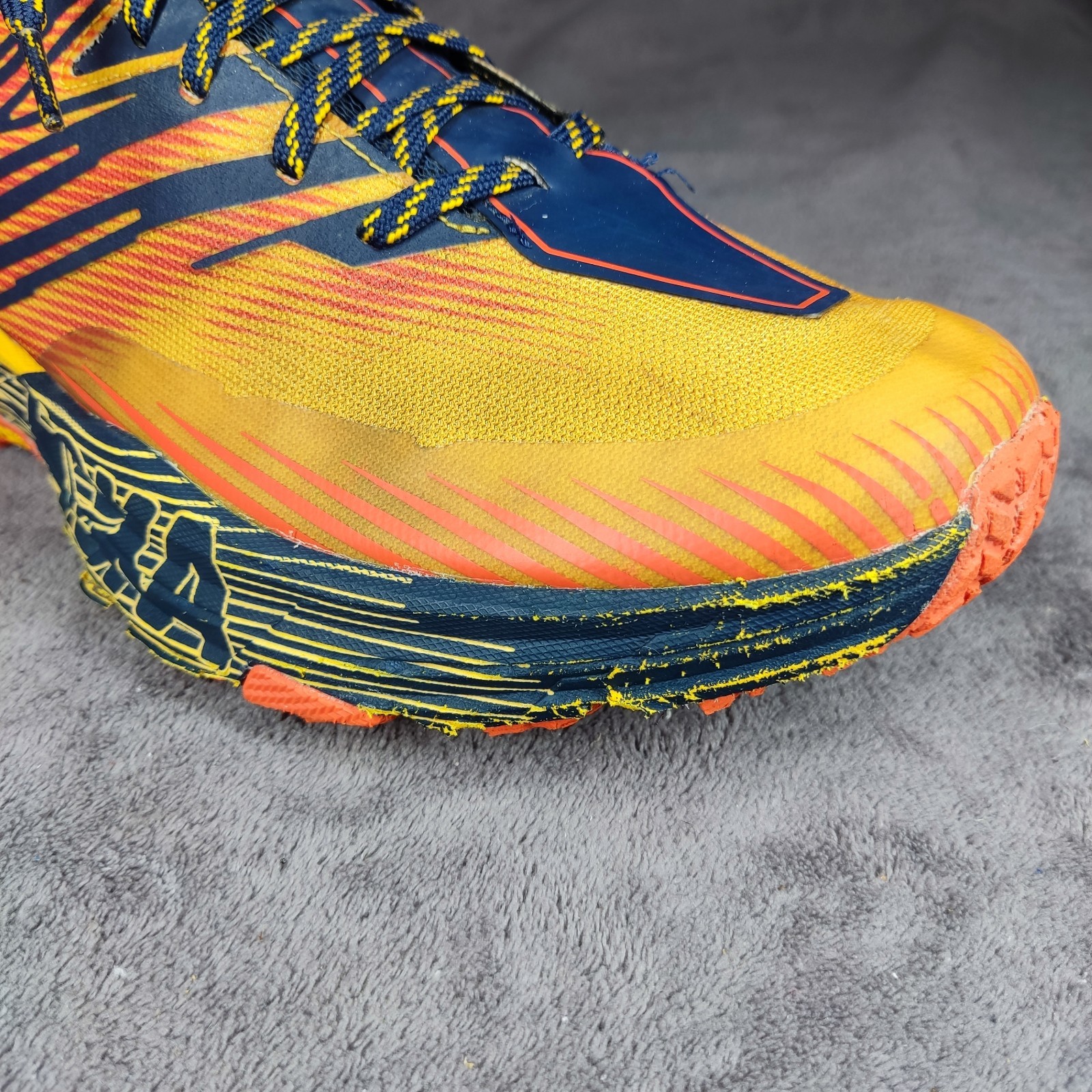 Hoka Speedgoat 4 Mens Size 12 Gold Fusion Black Iris Running Shoes 1106525 GFBI thumbnail 10