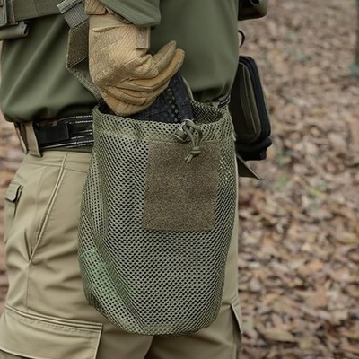 Roll-Up Drawstring Mag Utility Folding Waist Bag Molle Dump Pouch Mesh Foldable