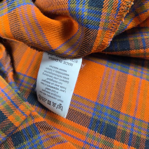 Men's Cat Lumberjack Shirt Long Sleeve Check Button Down Size M Orange G11-21 - Picture 11 of 20