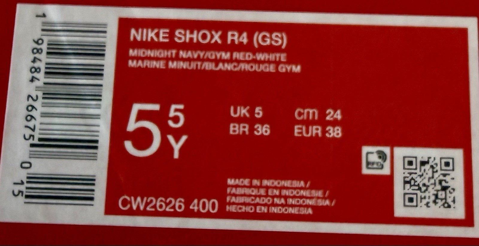 Nike Shox R4 GS USA Navy Red White UK 5 BNIB CW2626-400 RRP £100 image 10