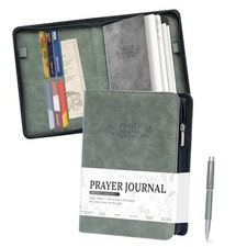 Prayer Journal Zippered Faux Leather Christian Daily Devotional Bible green