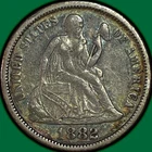 1882 Rainbow Toning Seated Liberty Dime Extremely Fine XF Coin #38471