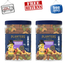 2pk PLANTERS Deluxe Salted Mixed Nuts, Party Snacks, Plant Based Protein, 34 oz