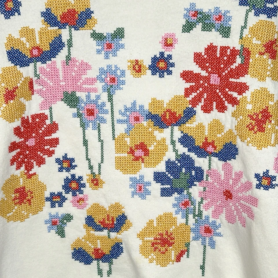 Sudadera Zara Bordada Floral Pequeña Abuela Preppy Retro Antiguo Money Heritage Foto 4 de 4