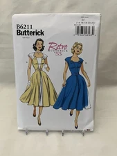 Butterick B6211 Retro 53 Front Wrap Dress Flared Skirt Sewing Pattern 14-22