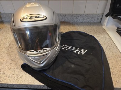 KBC Tarmac Full Face Motorcycle Helment Silver DOT Rated Size Large With Bag