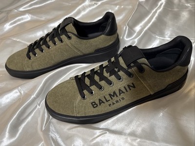 Balmain  Men s B Court Trainer Denim Leather Shoes Sneakers  Size 14
