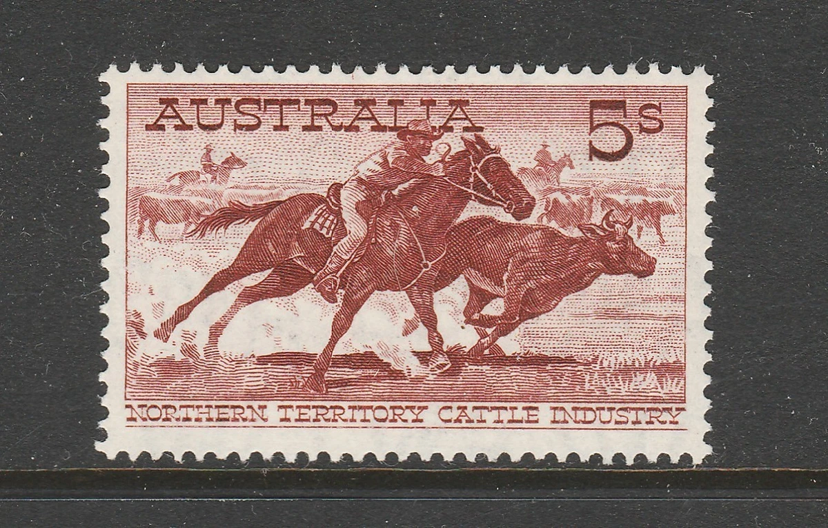 1959 5/- CATTLE CREAM PAPER "MINT UNHINGED" SG 327 FRESH