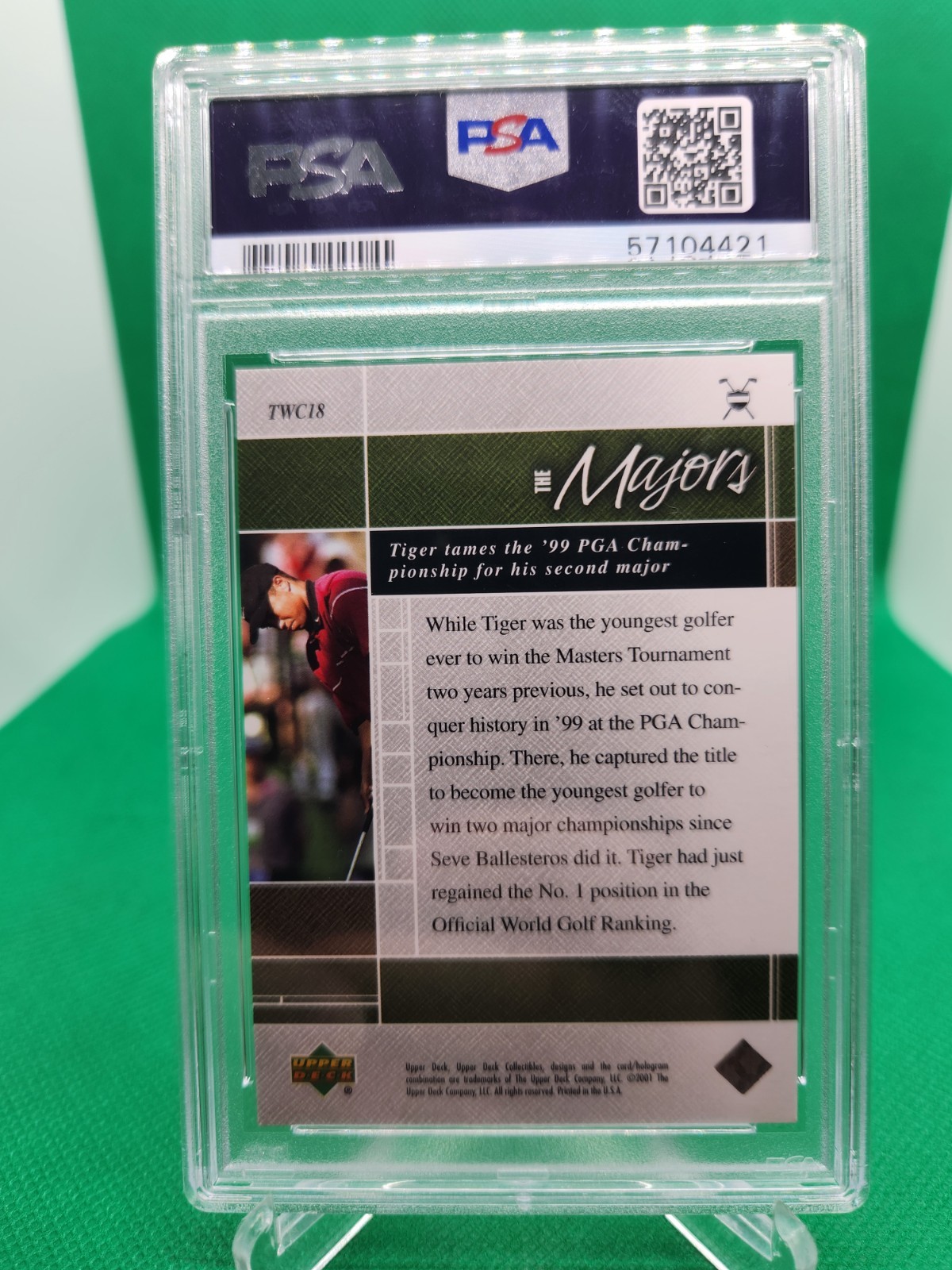 TIGER WOODS PSA 9 2001 UPPER DECK GOLF #TWC18 ROOKIE WOODS COLLECTION RC  view 3