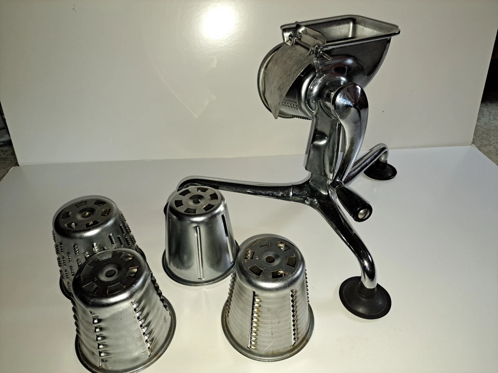 Vintage Saladmaster Hand Crank Food Processor Shredder Chopper with 5 Cones
Opens in a new window or