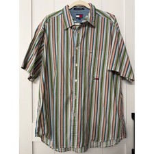 Tommy Hilfiger vintage 90s striped short-sleeve shirt with flag tag size XL VTG